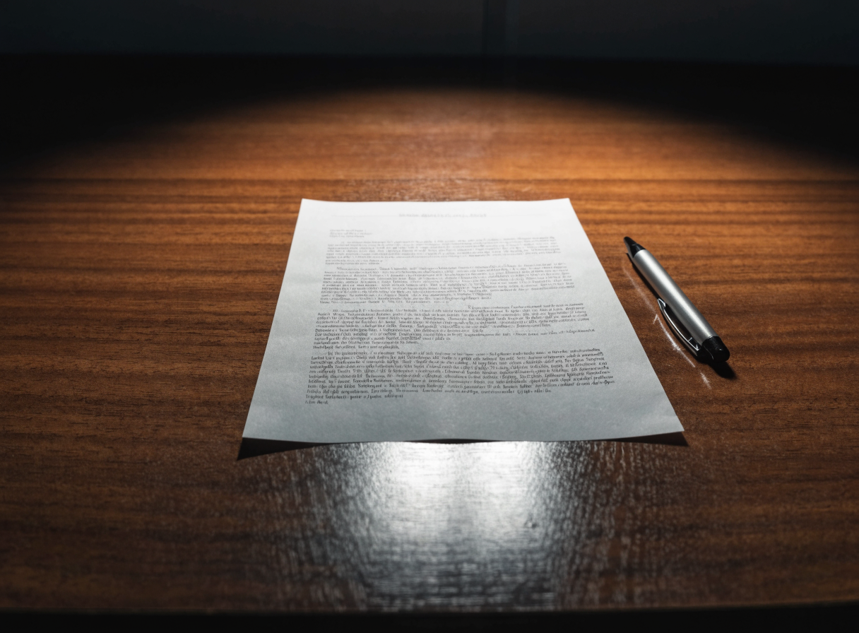 A formal letter on a desk